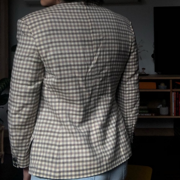 Grey and Taupe Plaid Cropped Blazer - Picture 10 of 10